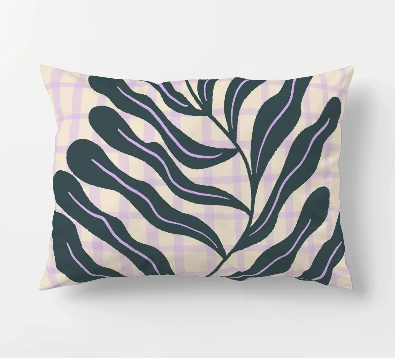 Abstract branch on a grid pattern 2 decorative cushion by Wackapacka