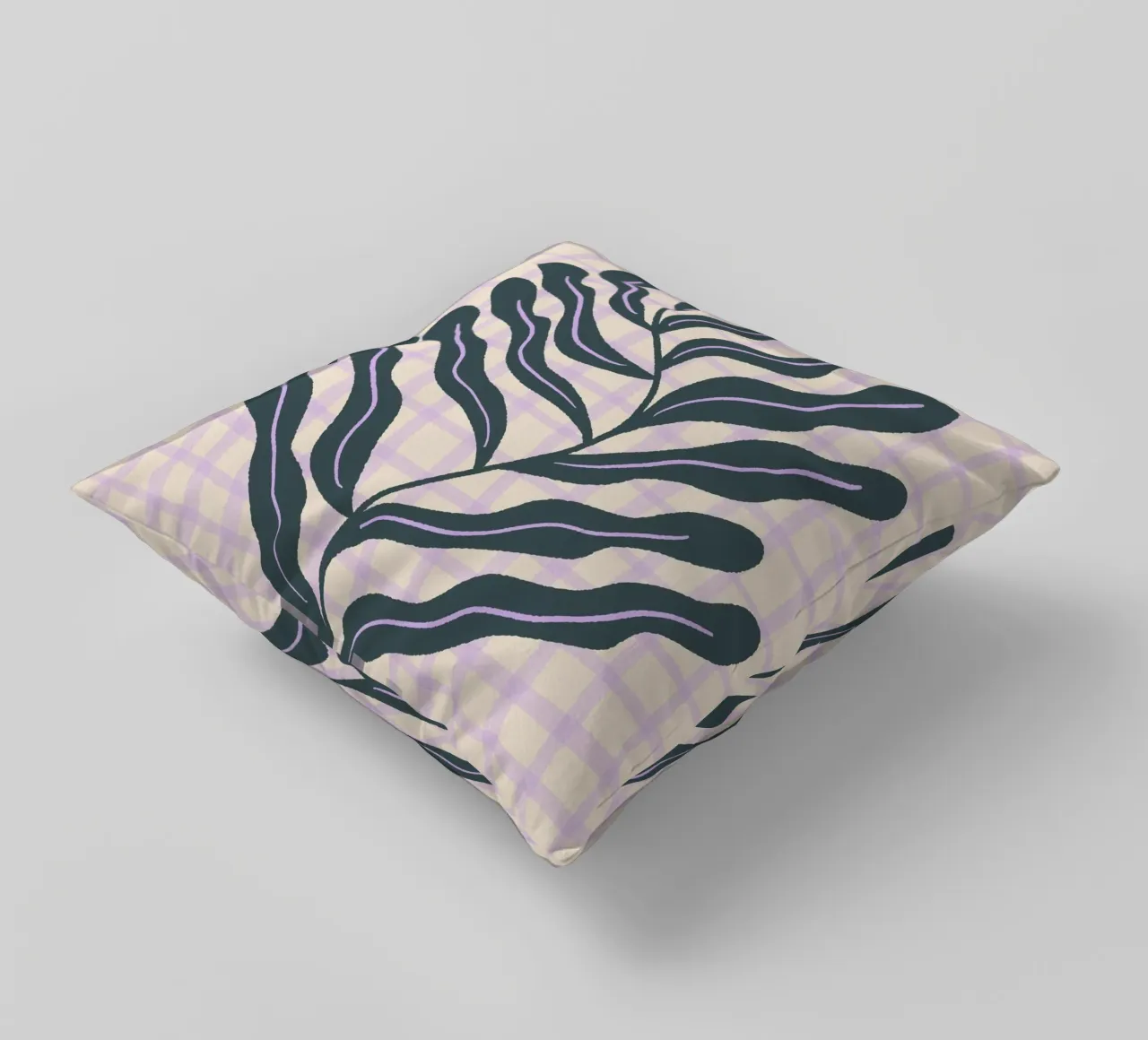 Abstract branch on a grid pattern 2 decorative cushion by Wackapacka