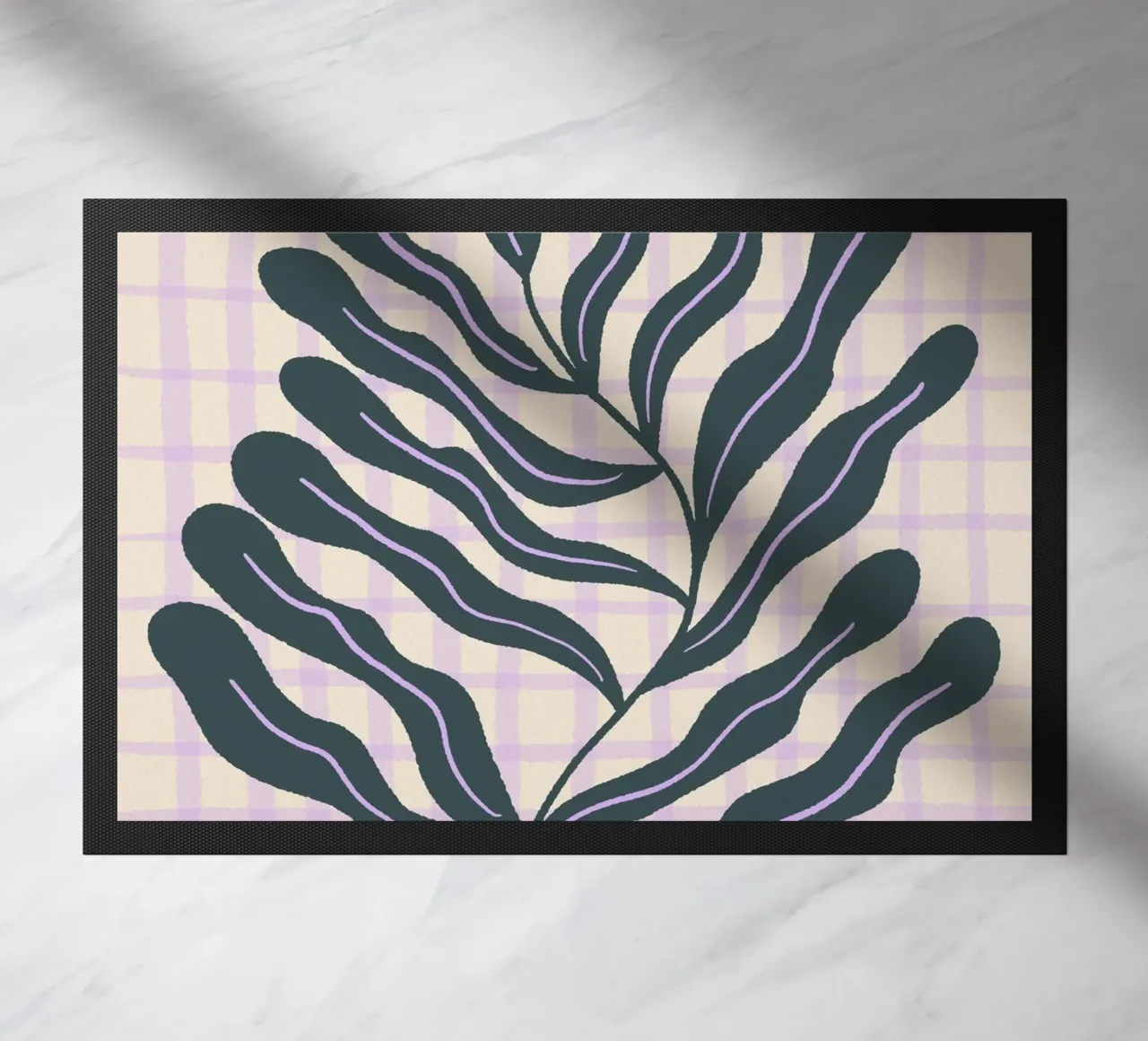 Abstract branch on a grid pattern 2 doormat by Wackapacka