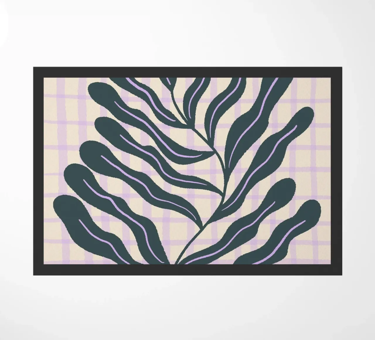 Abstract branch on a grid pattern 2 doormat by Wackapacka