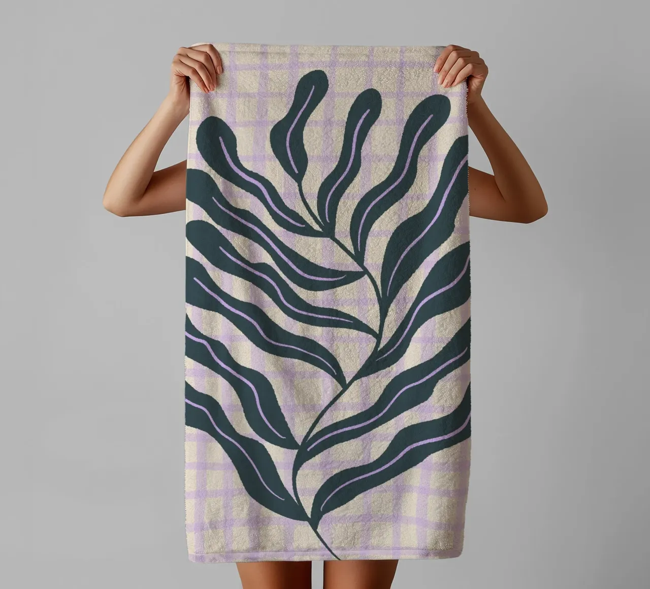 Abstract branch on a grid pattern 2 towel by Wackapacka