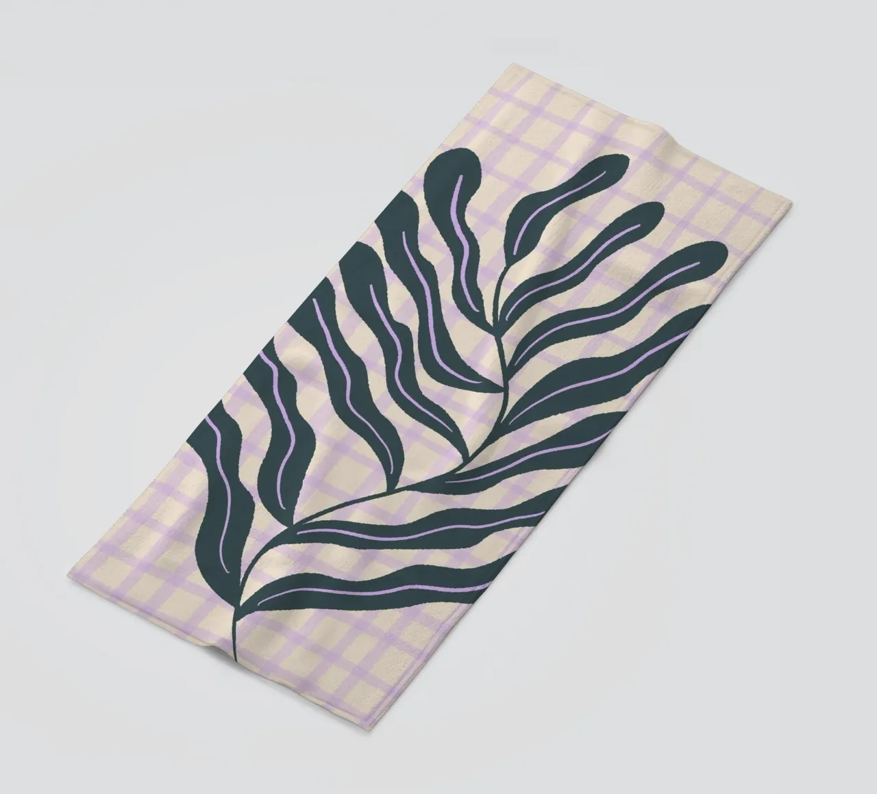 Abstract branch on a grid pattern 2 beach towel by Wackapacka