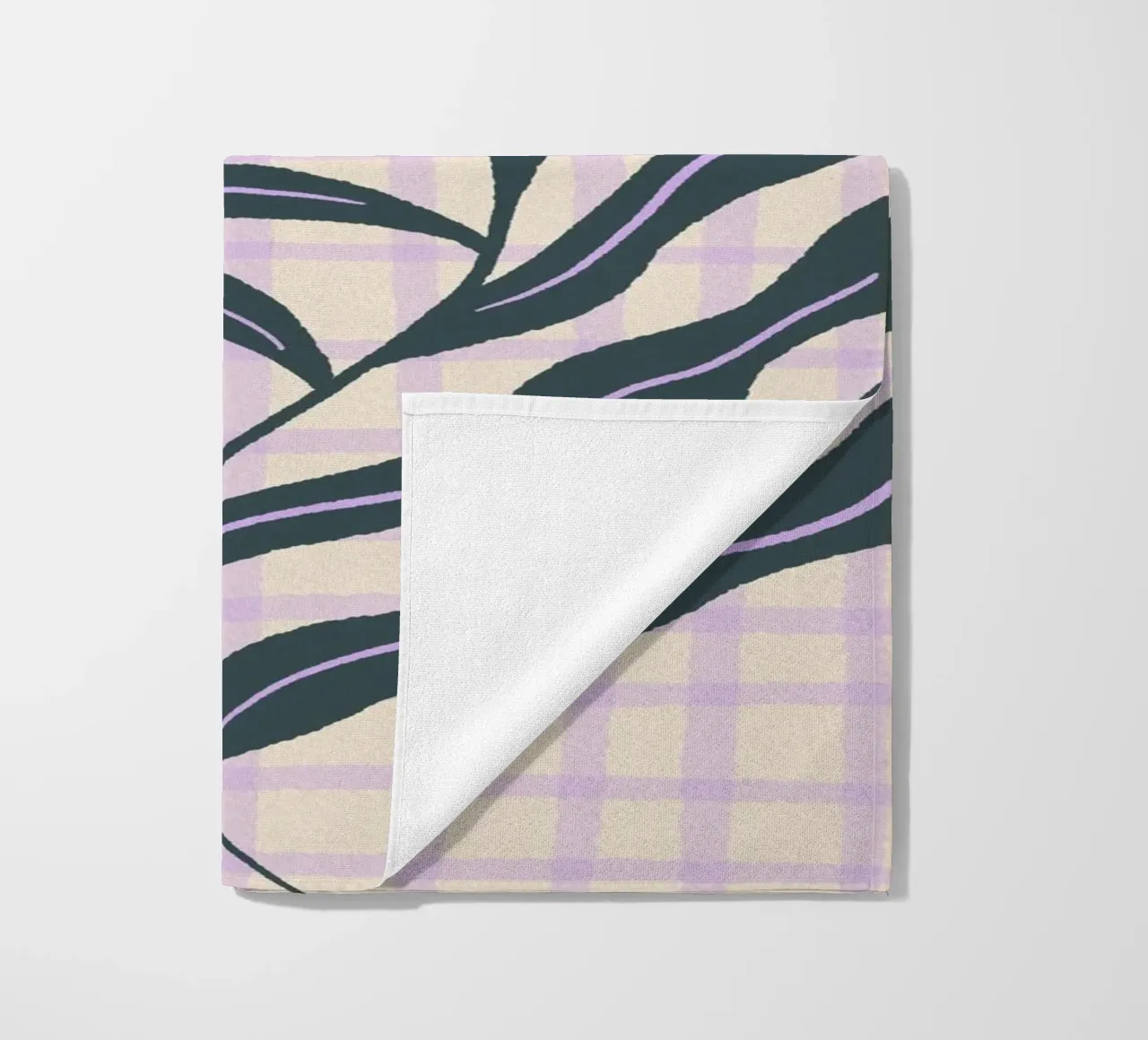 Abstract branch on a grid pattern 2 beach towel by Wackapacka