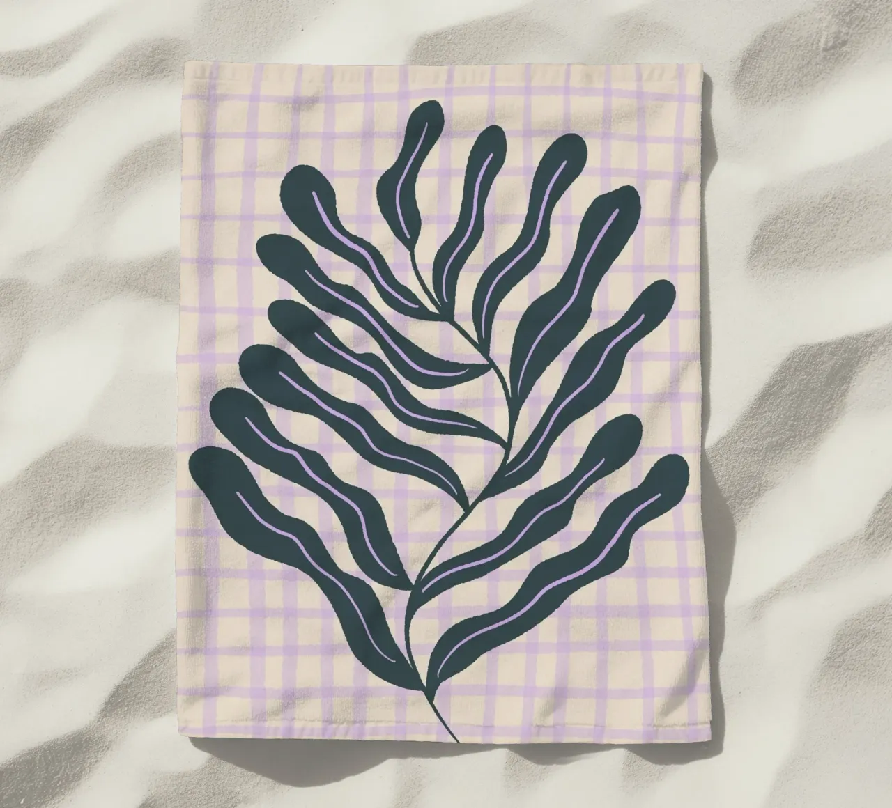 Abstract branch on a grid pattern 2 beach towel by Wackapacka