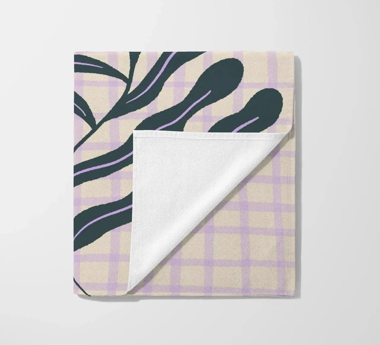 Abstract branch on a grid pattern 2 beach towel by Wackapacka