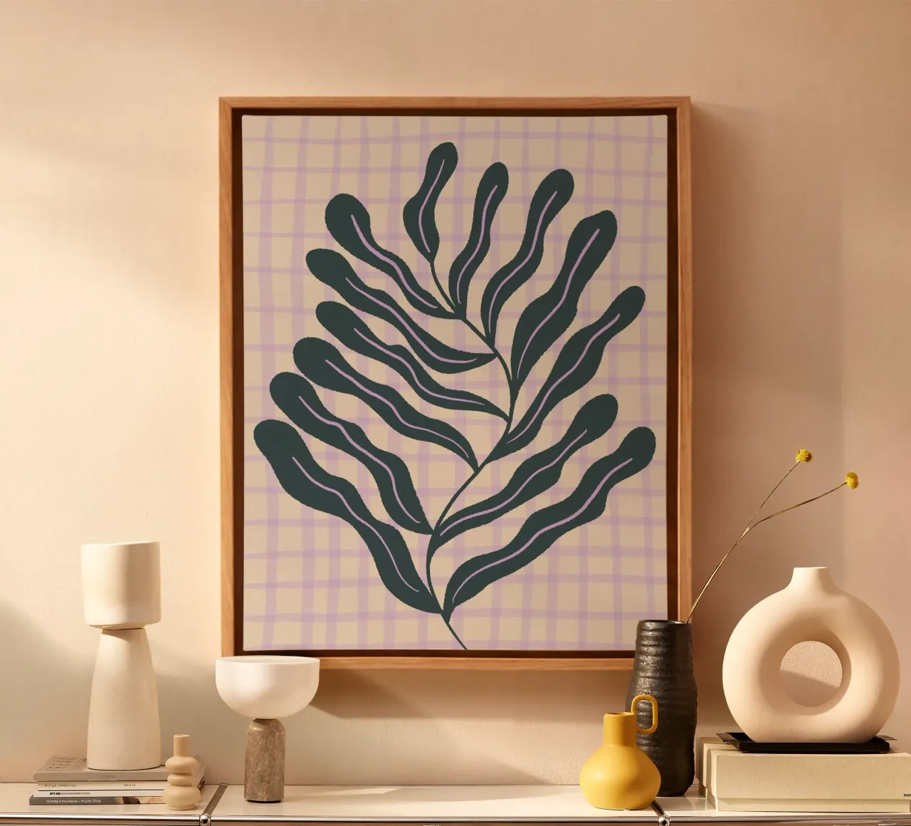 Abstract branch on a grid pattern 2 canvas by Wackapacka