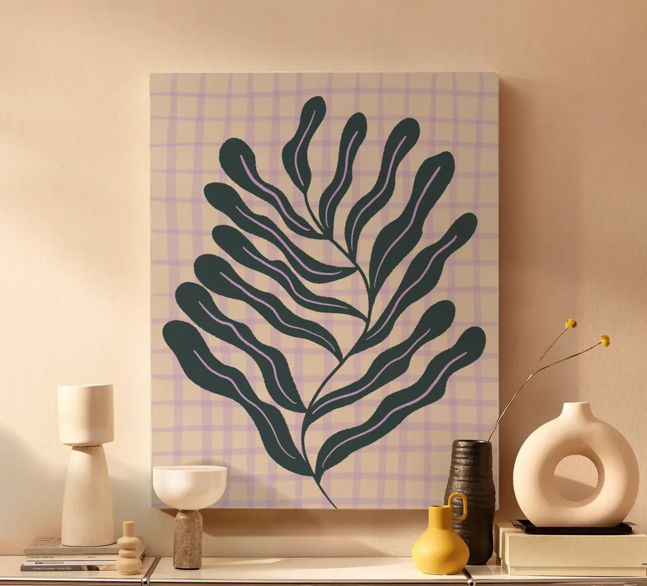 Abstract branch on a grid pattern 2 canvas by Wackapacka
