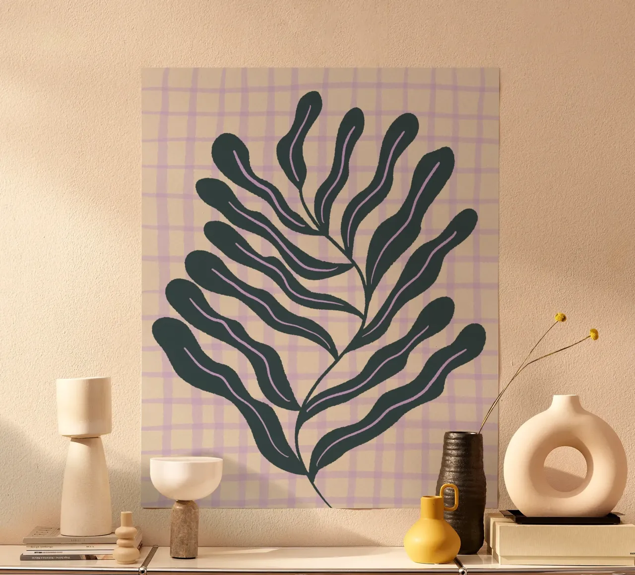 Abstract branch on a grid pattern 2 hahnemühle by Wackapacka