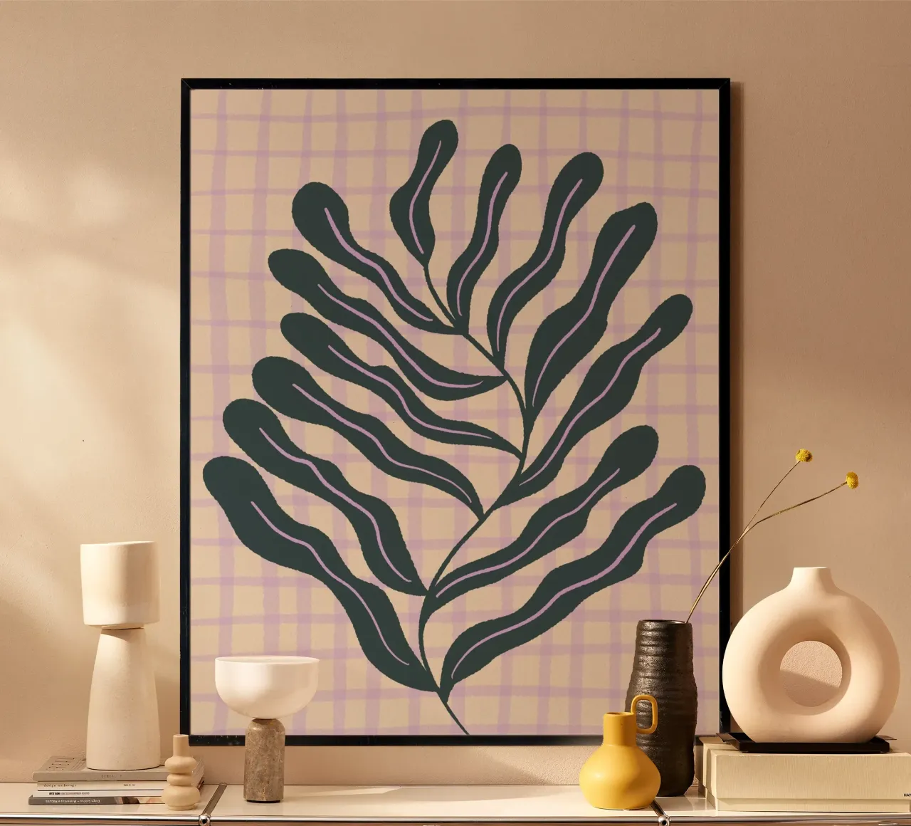 Abstract branch on a grid pattern 2 hahnemühle by Wackapacka