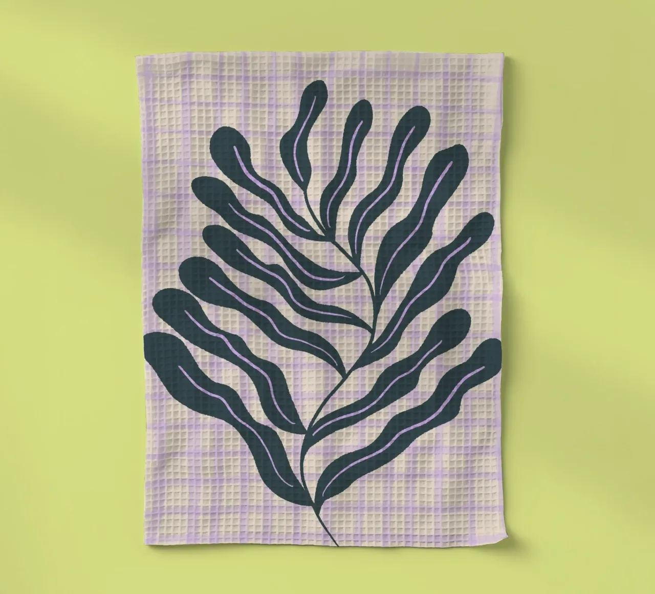 Abstract branch on a grid pattern 2 tea towel by Wackapacka