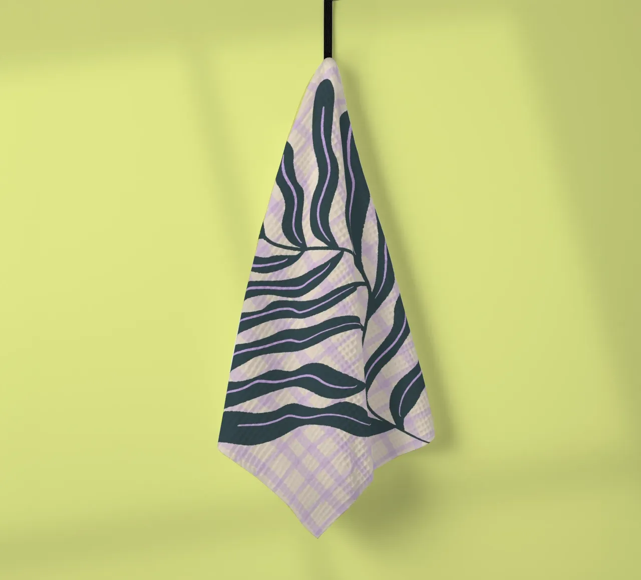 Abstract branch on a grid pattern 2 tea towel by Wackapacka