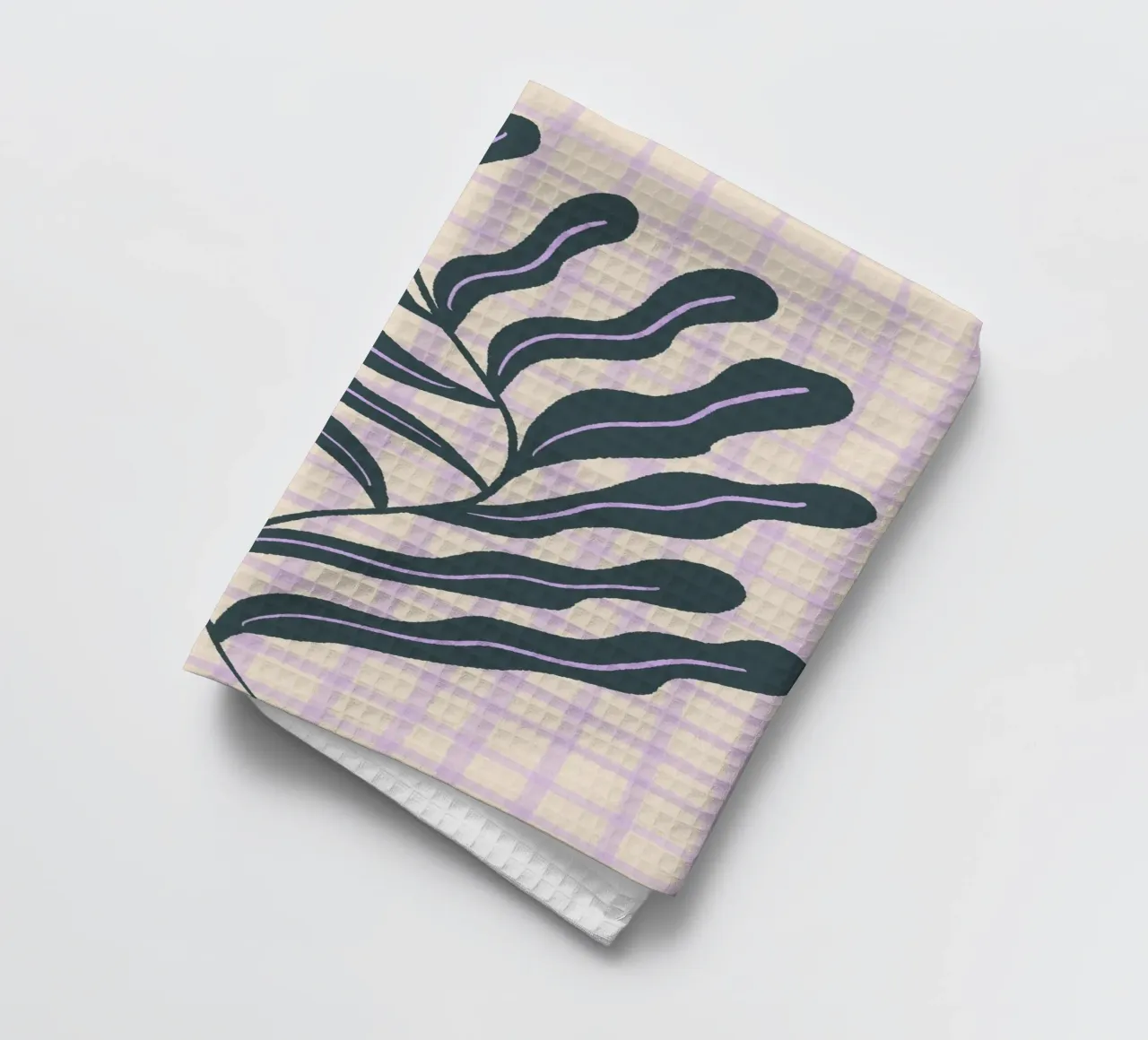 Abstract branch on a grid pattern 2 tea towel by Wackapacka
