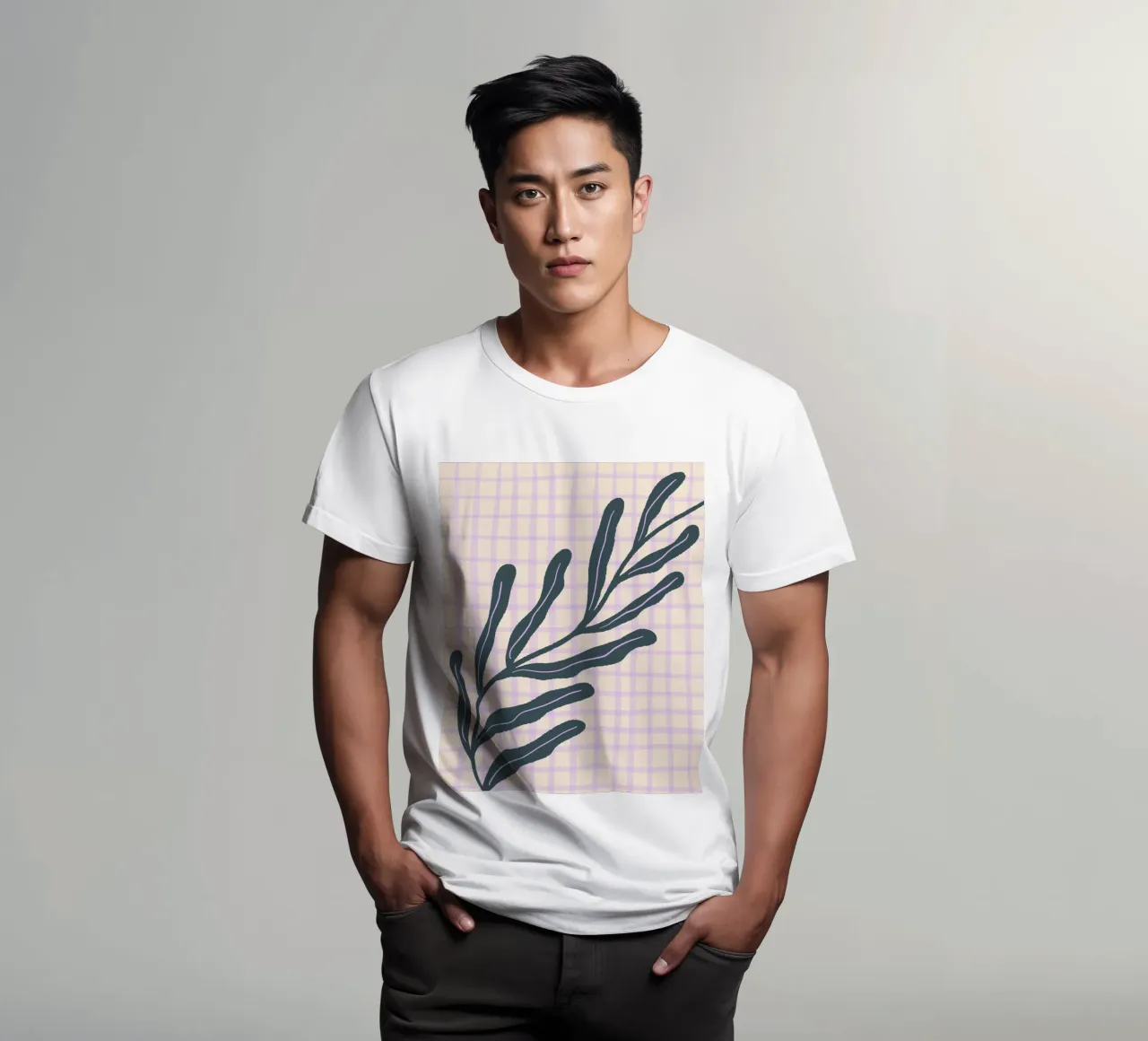 Abstract branch on a grid pattern 3 t-shirt by Wackapacka