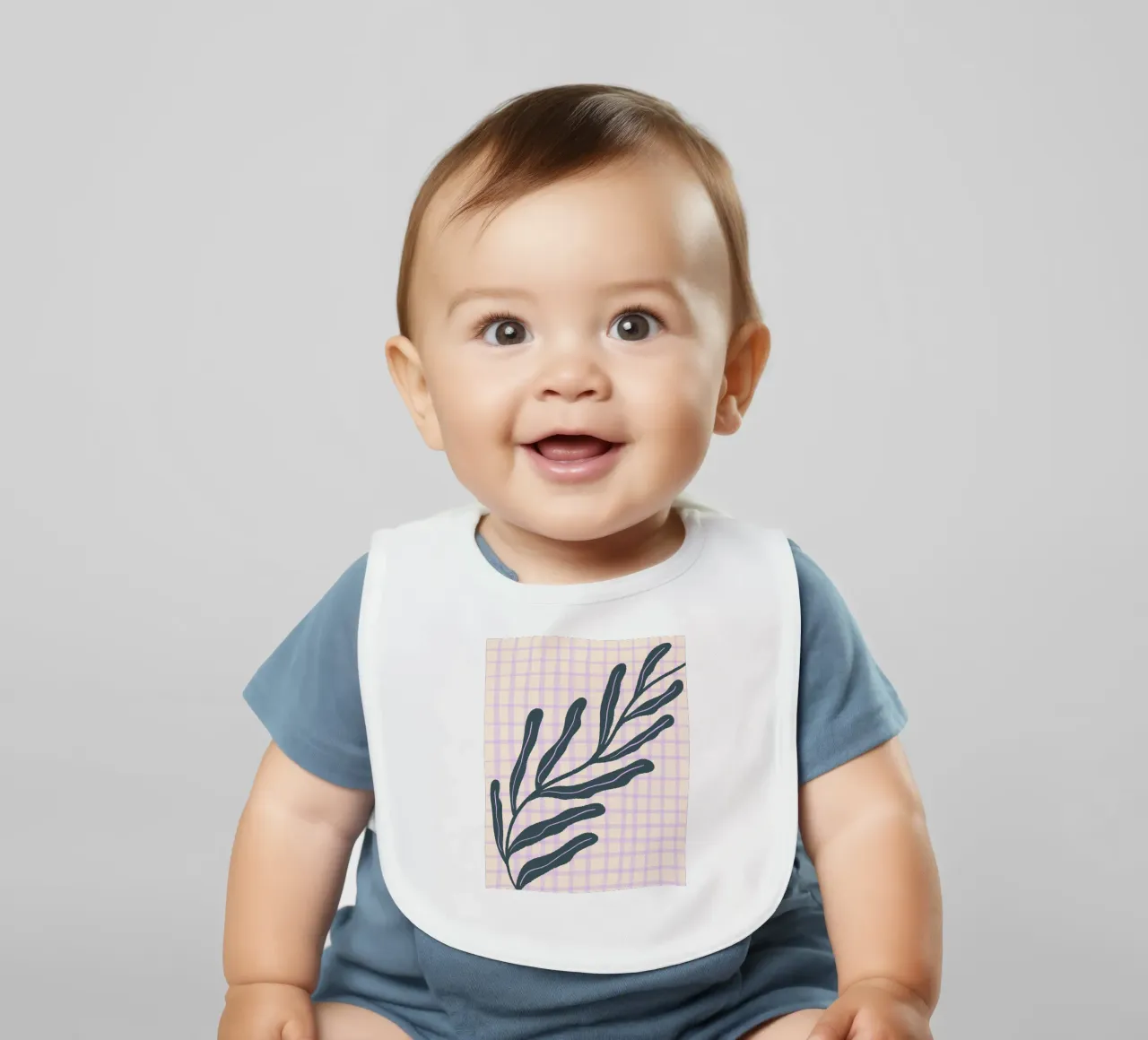 Abstract branch on a grid pattern 3 baby bib by Wackapacka