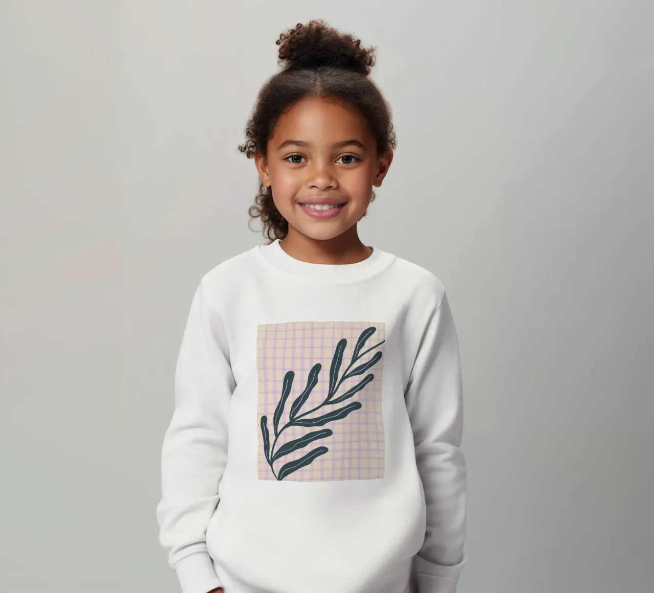 Abstract branch on a grid pattern 3 kids sweatshirt by Wackapacka