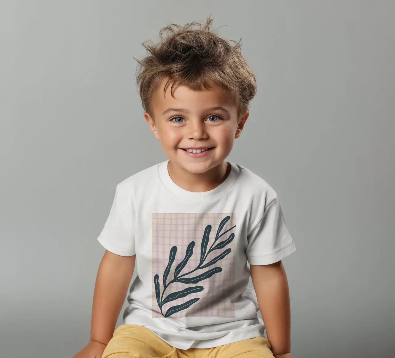 Abstract branch on a grid pattern 3 kids t-shirt by Wackapacka
