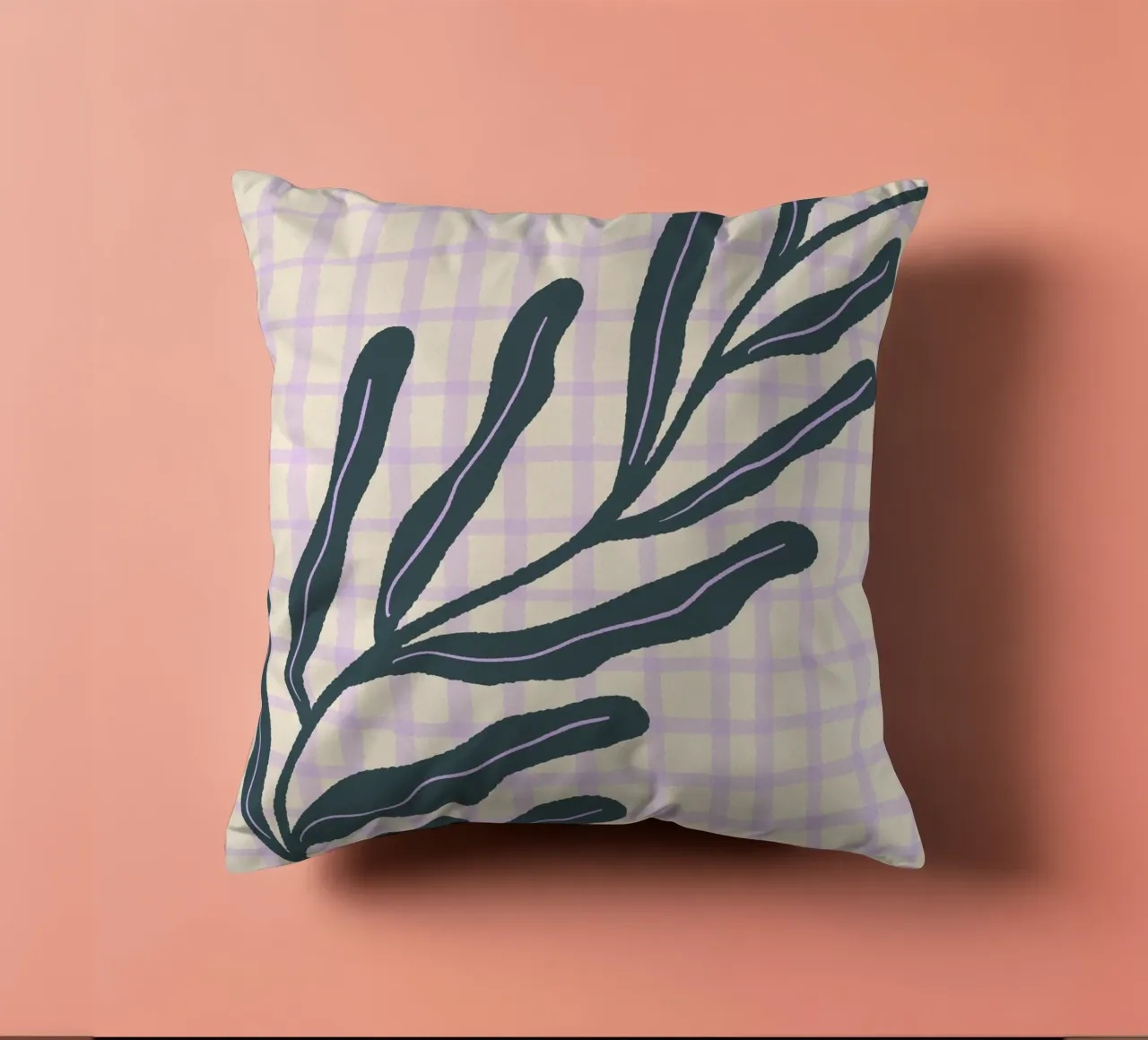 Abstract branch on a grid pattern 3 decorative cushion by Wackapacka