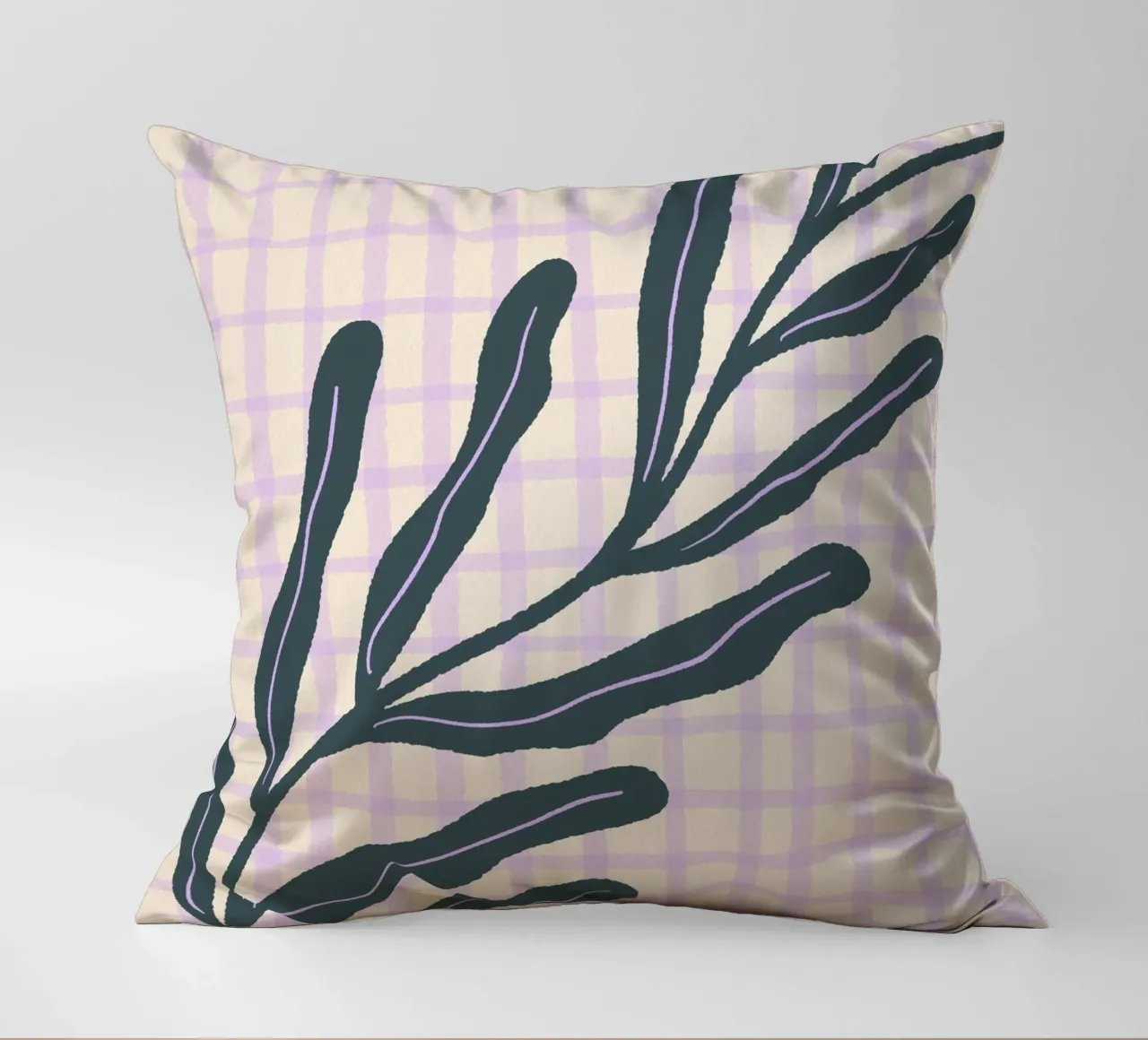Abstract branch on a grid pattern 3 decorative cushion by Wackapacka
