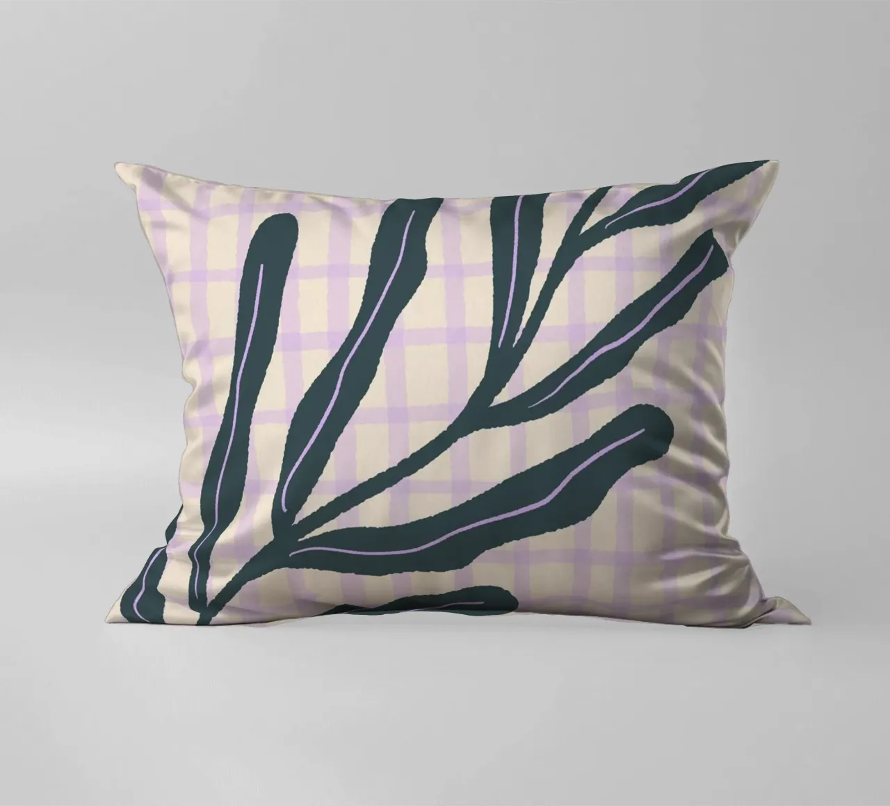 Abstract branch on a grid pattern 3 decorative cushion by Wackapacka