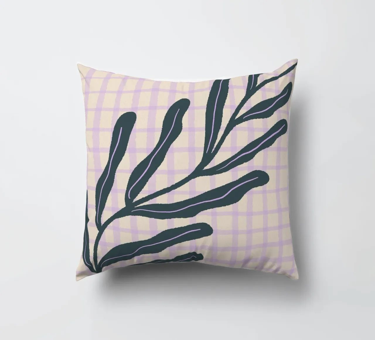 Abstract branch on a grid pattern 3 decorative cushion by Wackapacka