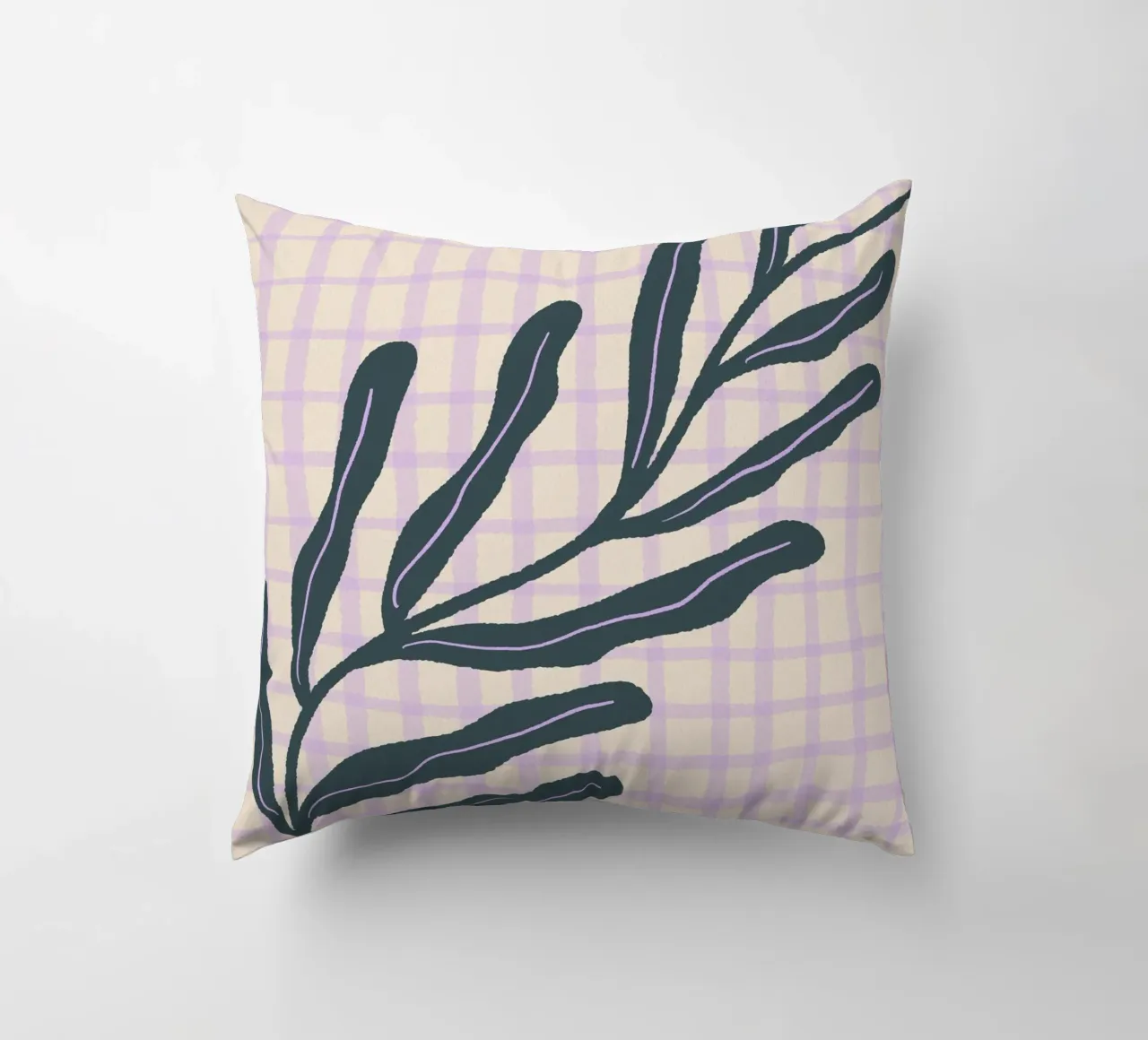 Abstract branch on a grid pattern 3 decorative cushion by Wackapacka