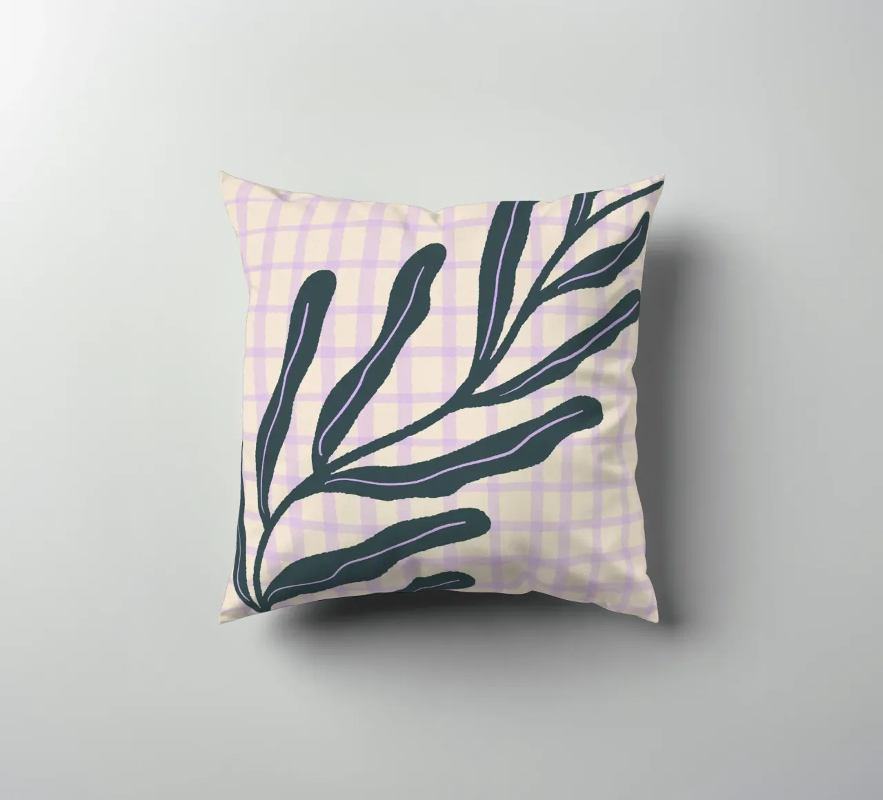 Abstract branch on a grid pattern 3 decorative cushion by Wackapacka