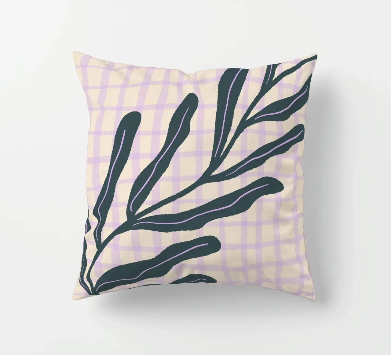 Abstract branch on a grid pattern 3 decorative cushion by Wackapacka