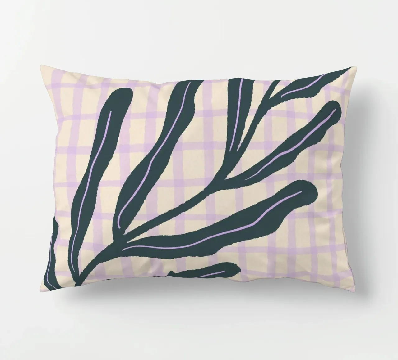 Abstract branch on a grid pattern 3 decorative cushion by Wackapacka