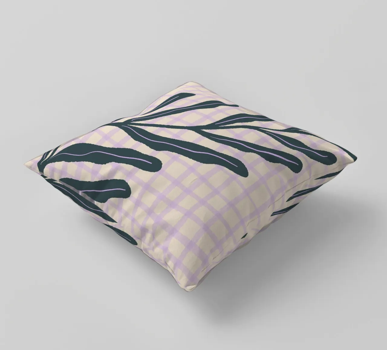 Abstract branch on a grid pattern 3 decorative cushion by Wackapacka