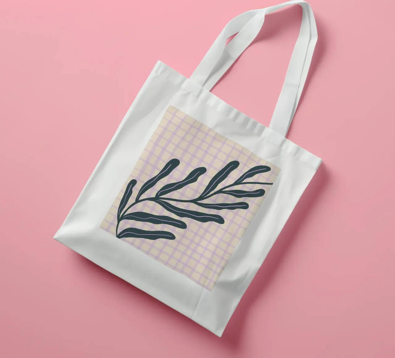 Abstract branch on a grid pattern 3 tote bag by Wackapacka