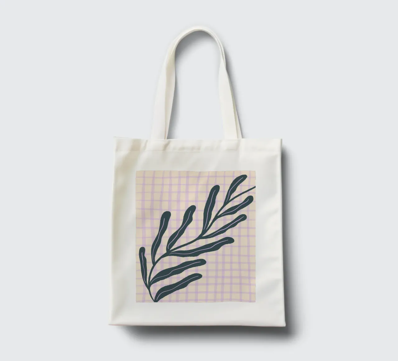Abstract branch on a grid pattern 3 tote bag by Wackapacka