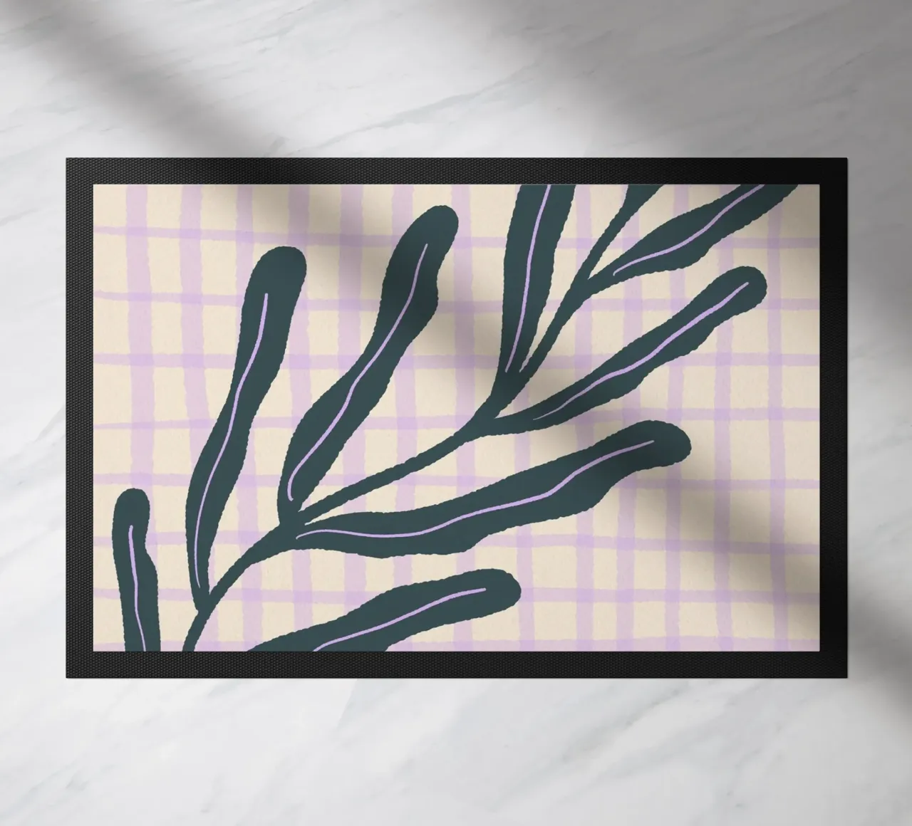 Abstract branch on a grid pattern 3 doormat by Wackapacka