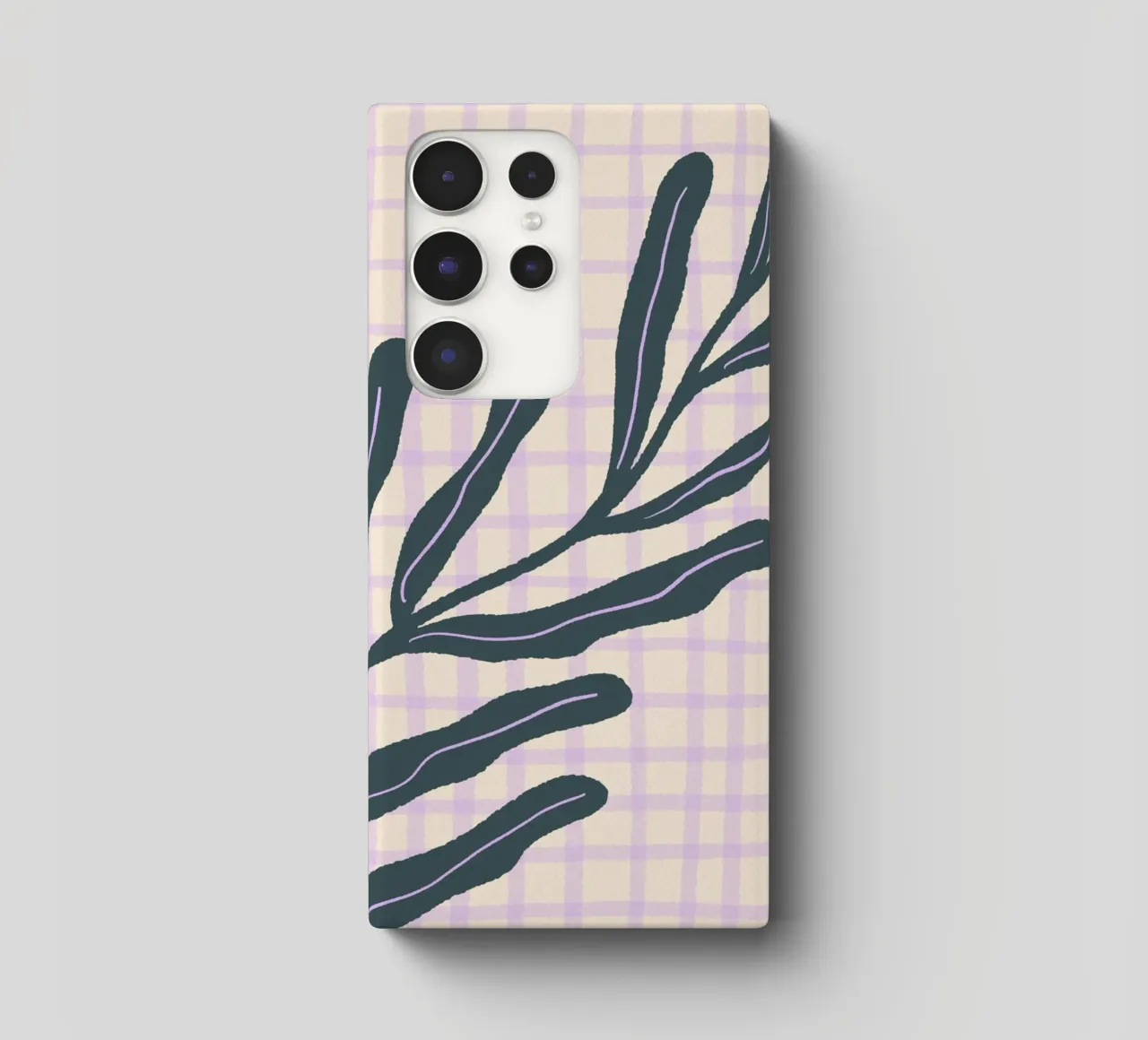 Abstract branch on a grid pattern 3 samsung phone case by Wackapacka