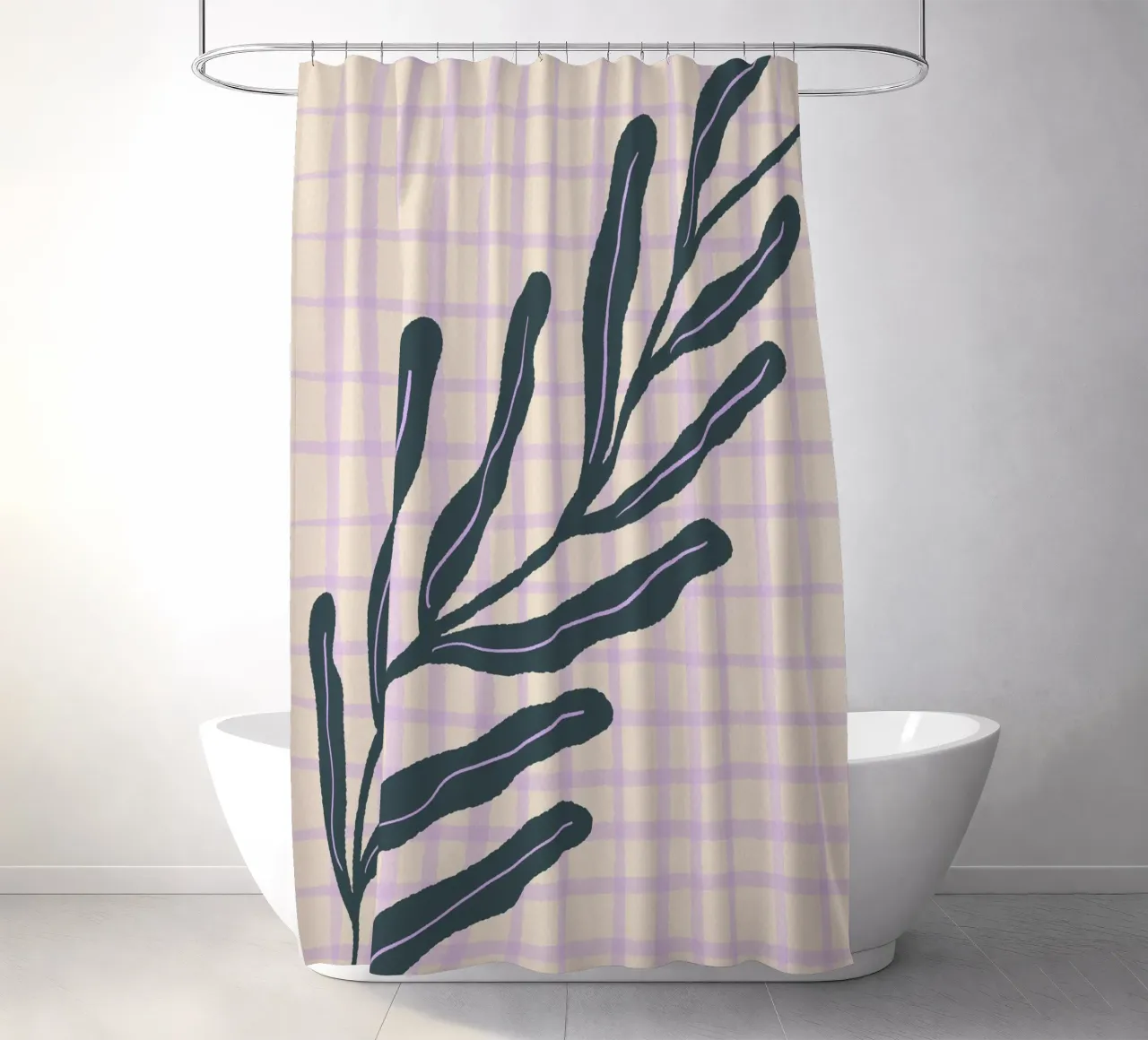 Abstract branch on a grid pattern 3 shower curtain by Wackapacka