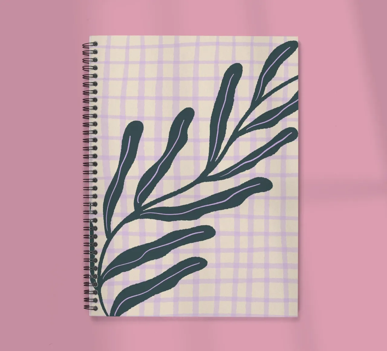 Abstract branch on a grid pattern 3 spiral notebook by Wackapacka