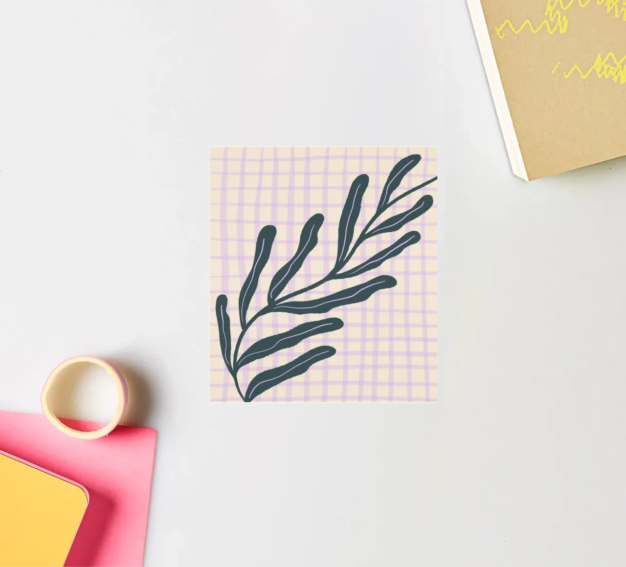 Abstract branch on a grid pattern 3 sticker by Wackapacka