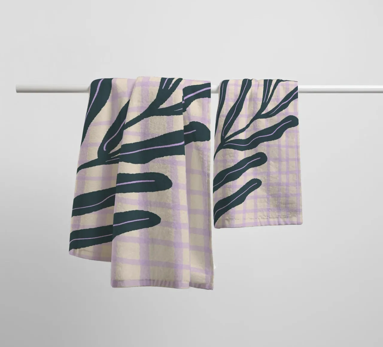 Abstract branch on a grid pattern 3 towel by Wackapacka