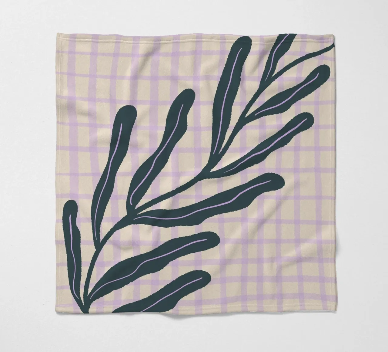 Abstract branch on a grid pattern 3 fleece blanket by Wackapacka