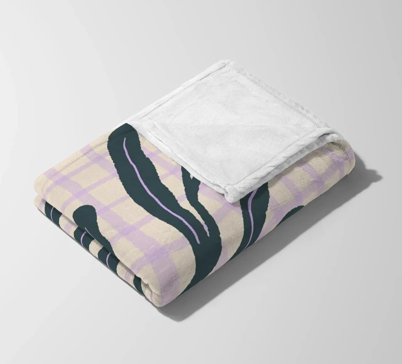 Abstract branch on a grid pattern 3 fleece blanket by Wackapacka