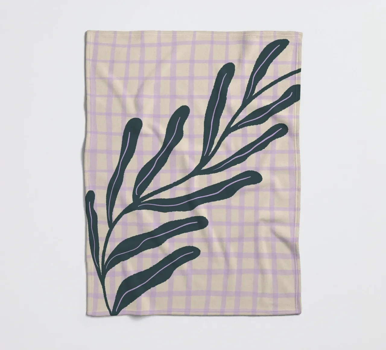 Abstract branch on a grid pattern 3 fleece blanket by Wackapacka