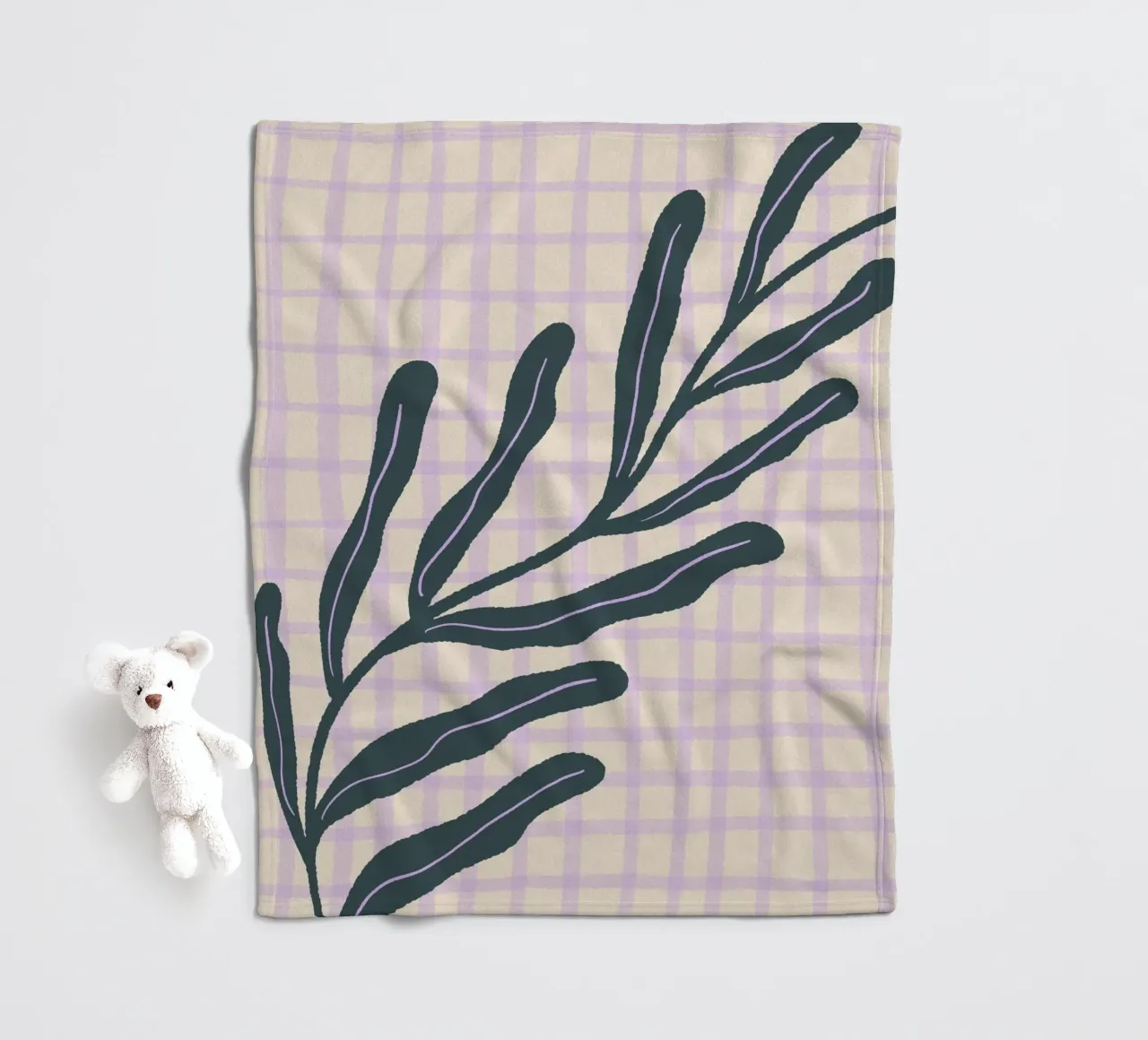 Abstract branch on a grid pattern 3 fleece blanket by Wackapacka