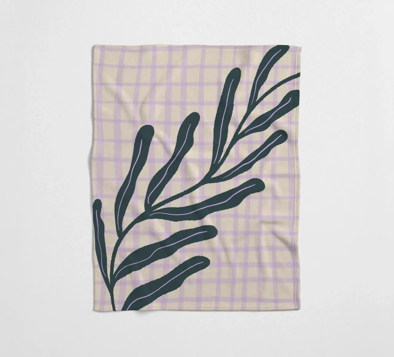Abstract branch on a grid pattern 3 fleece blanket by Wackapacka