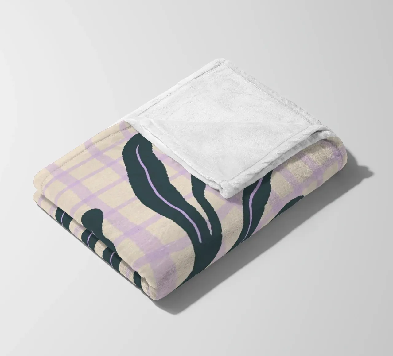 Abstract branch on a grid pattern 3 fleece blanket by Wackapacka