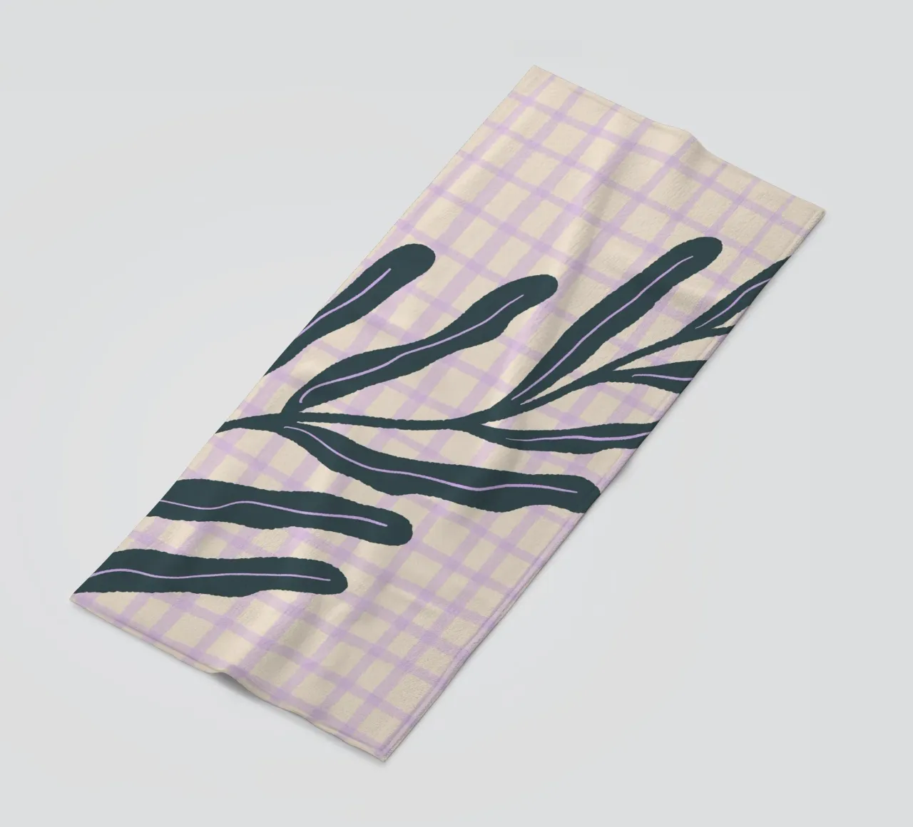 Abstract branch on a grid pattern 3 beach towel by Wackapacka