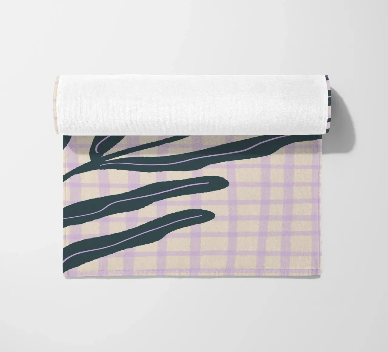 Abstract branch on a grid pattern 3 beach towel by Wackapacka