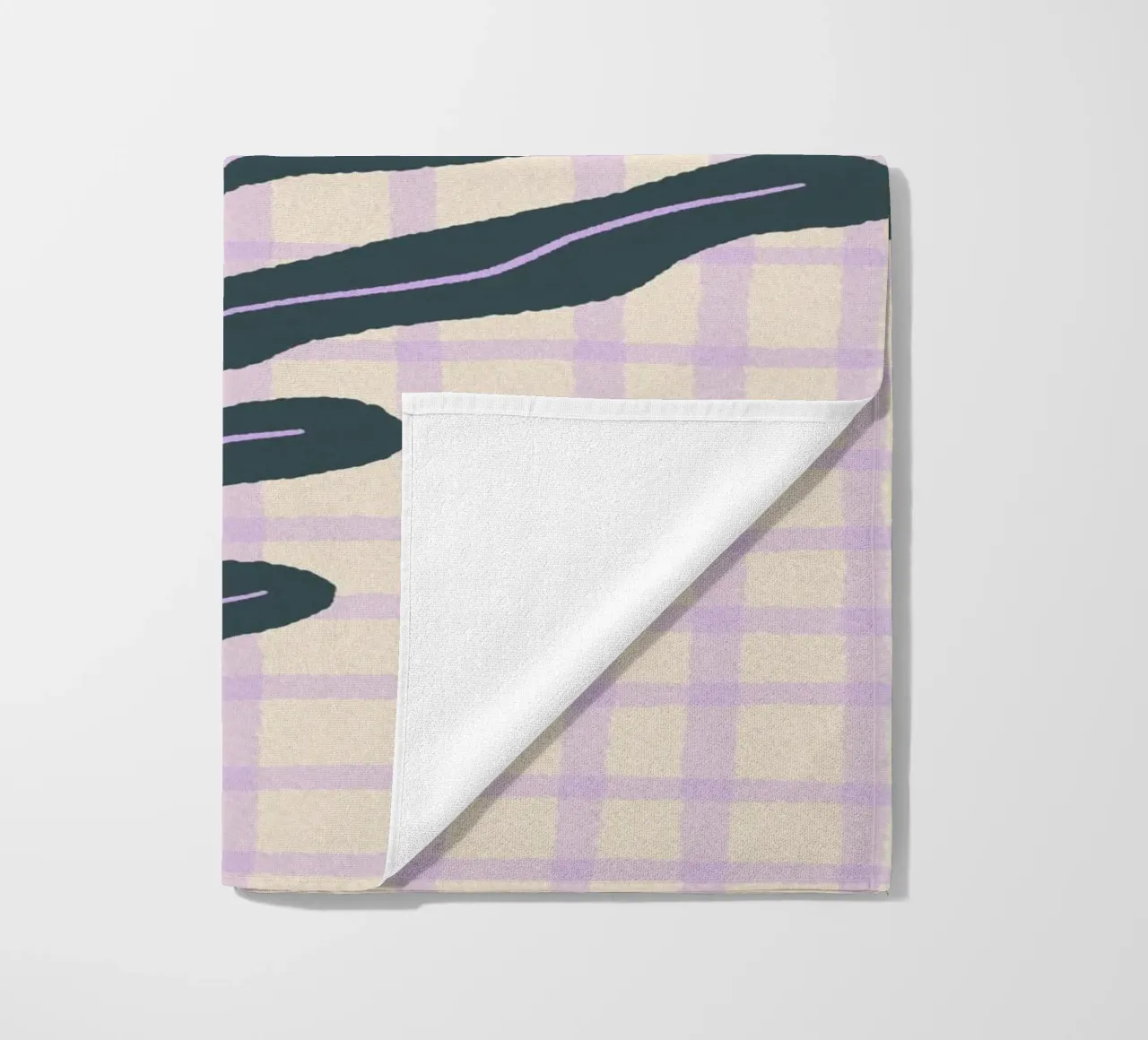 Abstract branch on a grid pattern 3 beach towel by Wackapacka