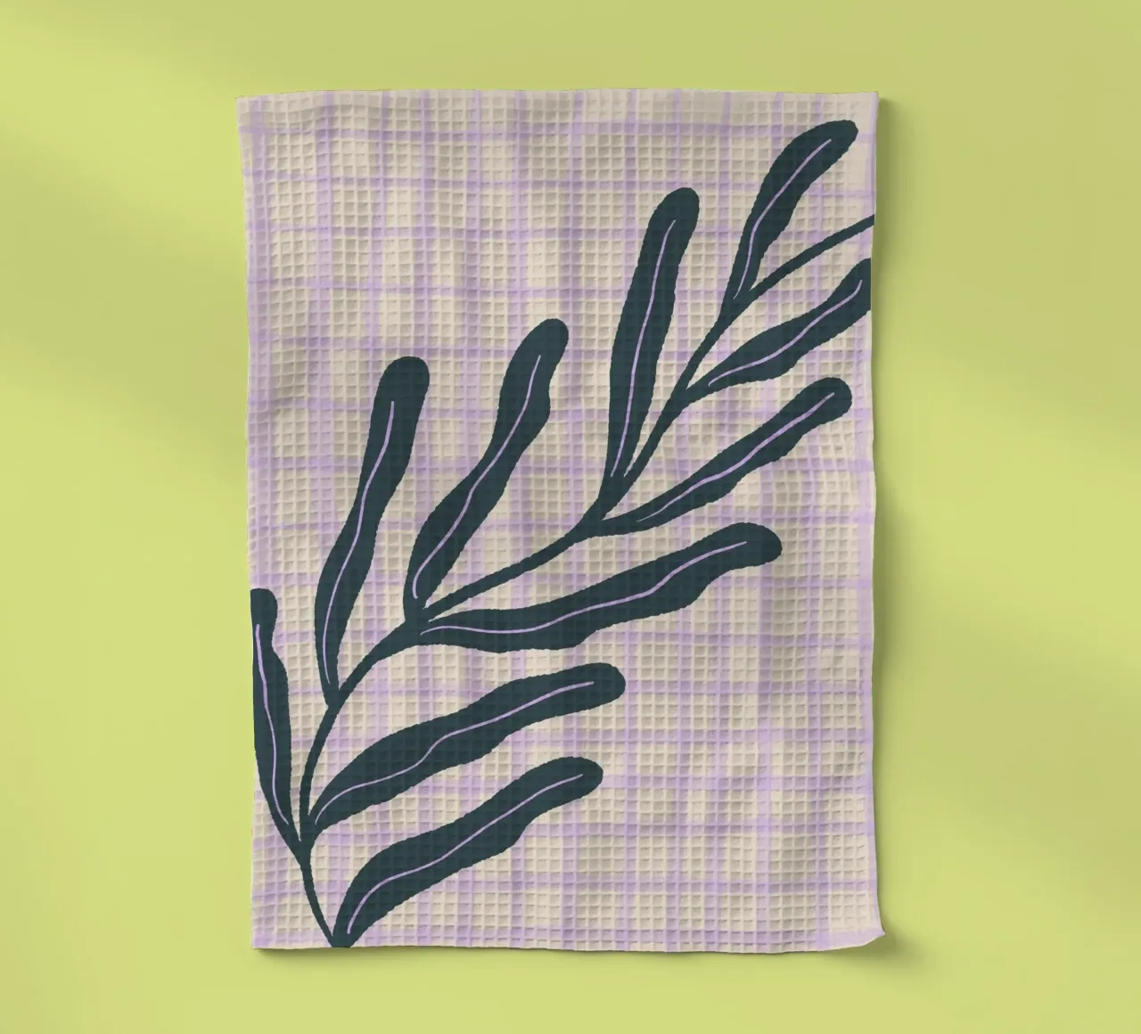 Abstract branch on a grid pattern 3 tea towel by Wackapacka