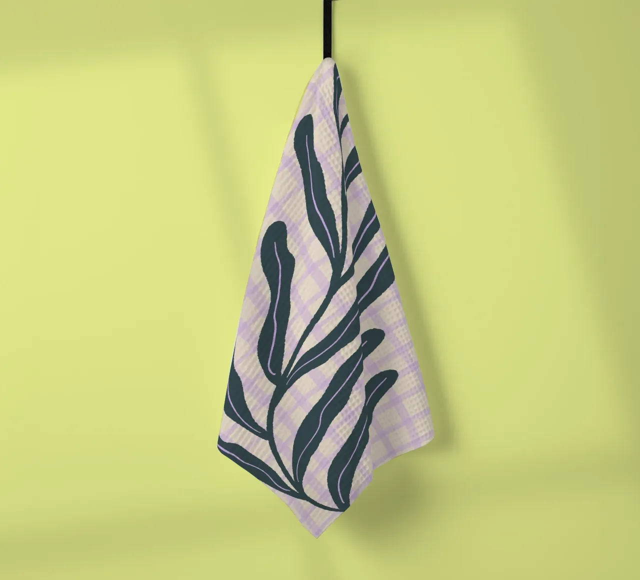 Abstract branch on a grid pattern 3 tea towel by Wackapacka