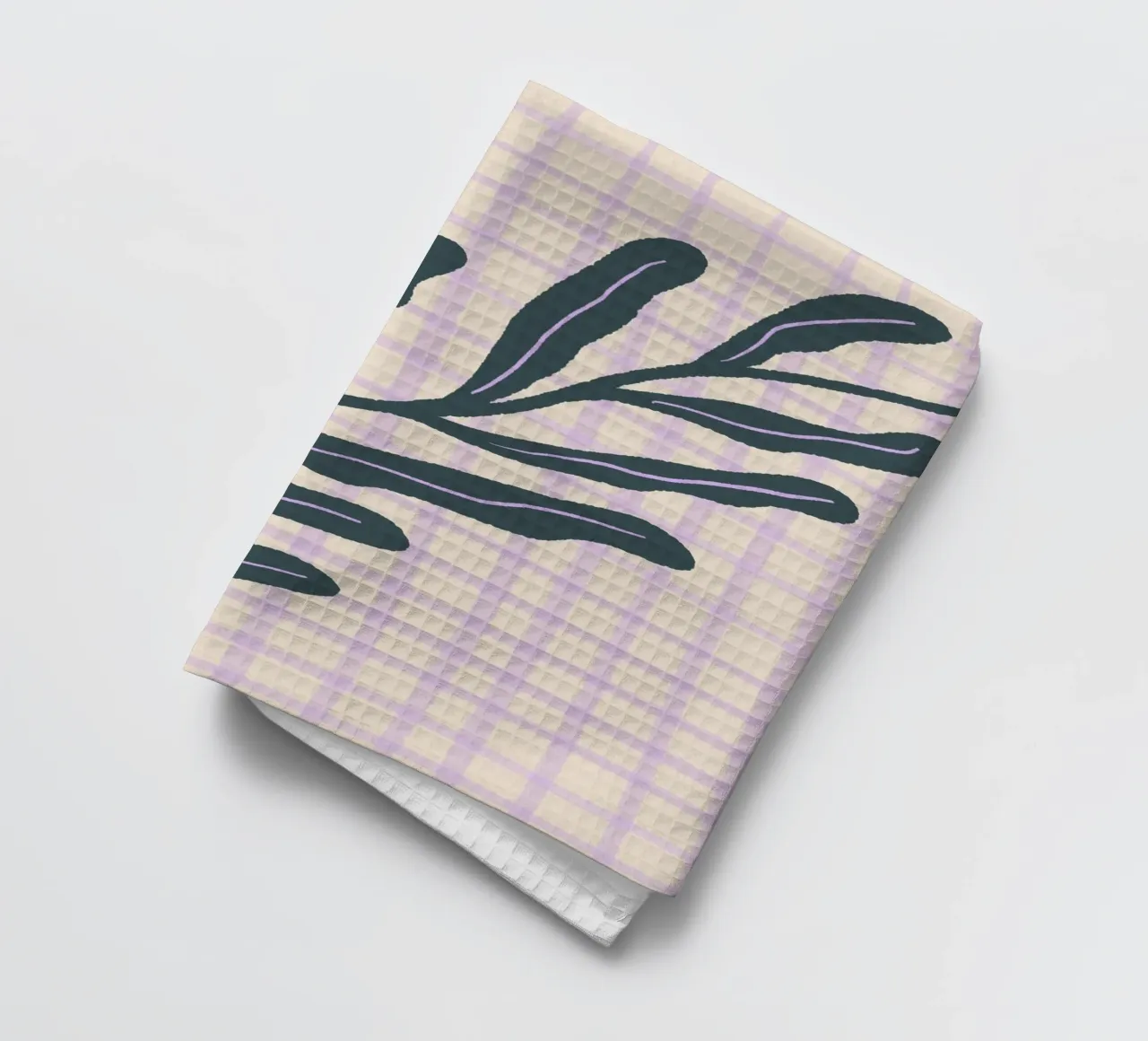 Abstract branch on a grid pattern 3 tea towel by Wackapacka