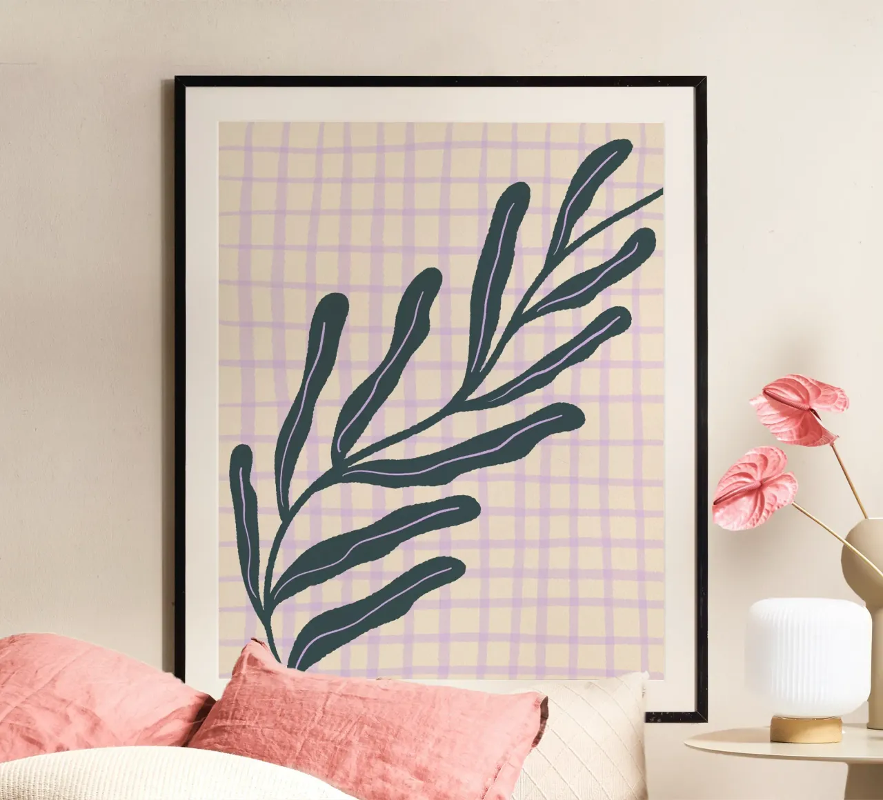 Abstract branch on a grid pattern 3 poster by Wackapacka